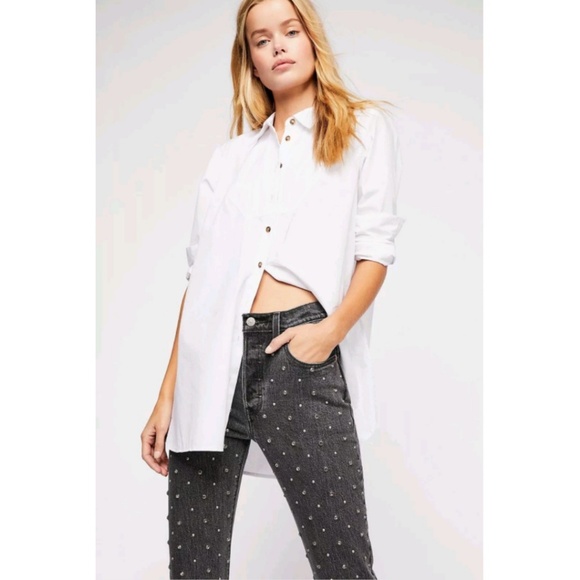 Levi's 501 Studs &"Crystals" Cropped Jeans - Picture 3 of 8